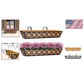 30-Inch Rust-Resistant Metal Window Box Planters with Coco Liners – Set of 2