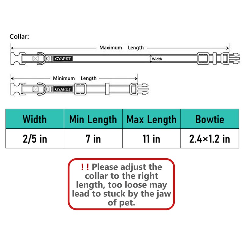 Gyapet Cat Collar with Bow Tie Bell Breakaway Kitten Small