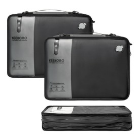 YEEKORO Compression Packing Cubes for Travel, Vacuum Bags for Business Trip, Professional IP67 Reusable Packing Cubes for 20 inch Suitcases, Organizer Bags for Luggage for Women & Men(2 PACK, No Pump)