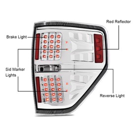 CHEDA Tail Lights, Compatible with 2009-2014 Ford F150, Clear Lens Crome Housing Taillight Set, BL3Z13405B, BL3Z13404B, BL3Z13405AA, BL3Z13404AA