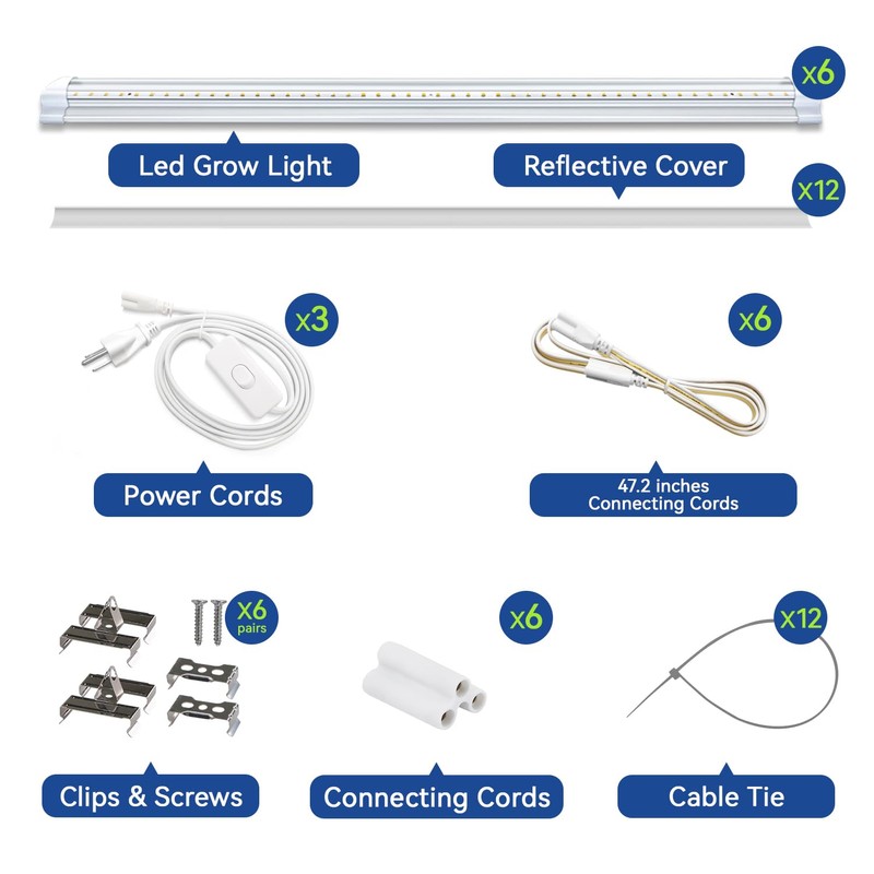 Monios-L Led Grow Lights for Indoor Plants Full Spectrum,T8 2FT