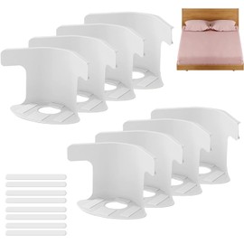 8 Piezas Sujetador de Sabanas de Cama,Soportes para Sábanas,Bed Sheet Holder with Lock Strips,para Fijar Sábana Bajera, Hacer Tu Cama, Compatibles con Todos los Colchones (Blanco)