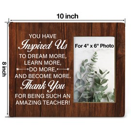 NGAEAK Teacher Appreciation Gifts From Students, Rustic Best Teacher Ever Wood Picture Frame, Thank You Gifts for Teacher, Display Photo 4 x 6 Inch