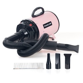 CHAOLUN CHAOLUN Dog Dryer, High Velocity Professional Pet Grooming Dryer with Heater, Adjustable Speed Dog Blow Dryer, 3 Nozzles and a Comb, Pink (2400W)