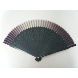 ASAO Hand Made Artisan Men's Short Fabric Silk Sensu Folding Fan Black Guard 8.7 in 40 Folds Laser Treated Ribs Checked Pattern Reddish-Brown