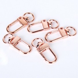 D-Ring Swivel Clasp Keychain Parts, Rose Gold (5 Pcs) for Accessories Keychain Parts 4ea