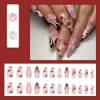 24Pcs Leopard French Press on Nails Medium Almond QUNQINLI Fake