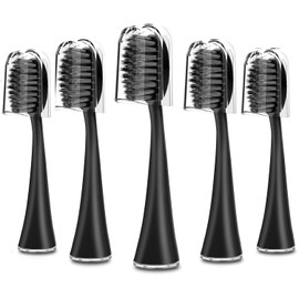 Cabezales de Repuesto para Cepillo de Dientes Burst Sonic con Tapas Antipolvo, Cerdas Suaves de Carbón para Una Limpieza Profunda, Paquete de 5 1 Unidad (Paquete de 5) Negro