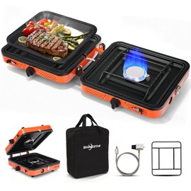 SHINESTAR Portable Camping Stove with Carrying Bag, 17000 BTU 2 Burner Propane Stove, Foldable Camp Stove for Camping, Outdoor Cooking, RV Trips, or Emergencies