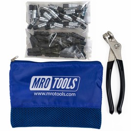 25 3/32 & 25 5/32 Extra Short Cleco Sheet Metal Fasteners + Cleco Pliers w/Carry Bag (KK4S50-6)