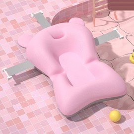 Baby Bath Cushion Pad Newborn Bathtub Non-Slip Baby Bathtub Mat Pad for Newborn, Baby Bathtub Mat Pad for Newborn Quick Dry Infant Bath Support Seat, Baby Bath Pillows for Tub Soft(Pink)