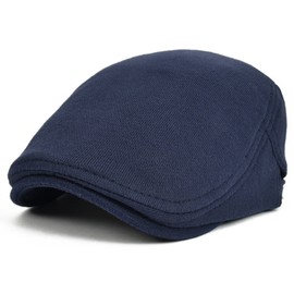 VOBOOM Men Newsboy Cap Cotton Flat Ivy Gatsby Driving Hat (Navy)