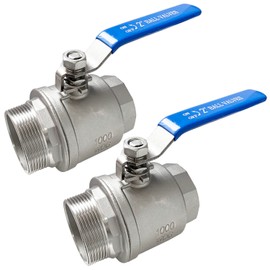 LOZOME 2" Male to Female Thread Full Port Ball Valves NPT 304 Stainless Steel for Water Oil Gas WOG1000 (Pack of 2)