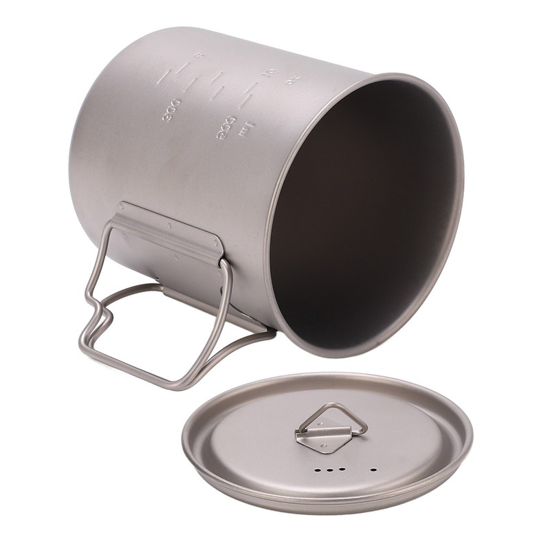 750ml Outdoor Titanium Water Mugs With Folding Handles Portable Camping