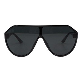 Retro Pilot Sunglasses Oversized Flat Top Mono Lens Fashion UV400 Black