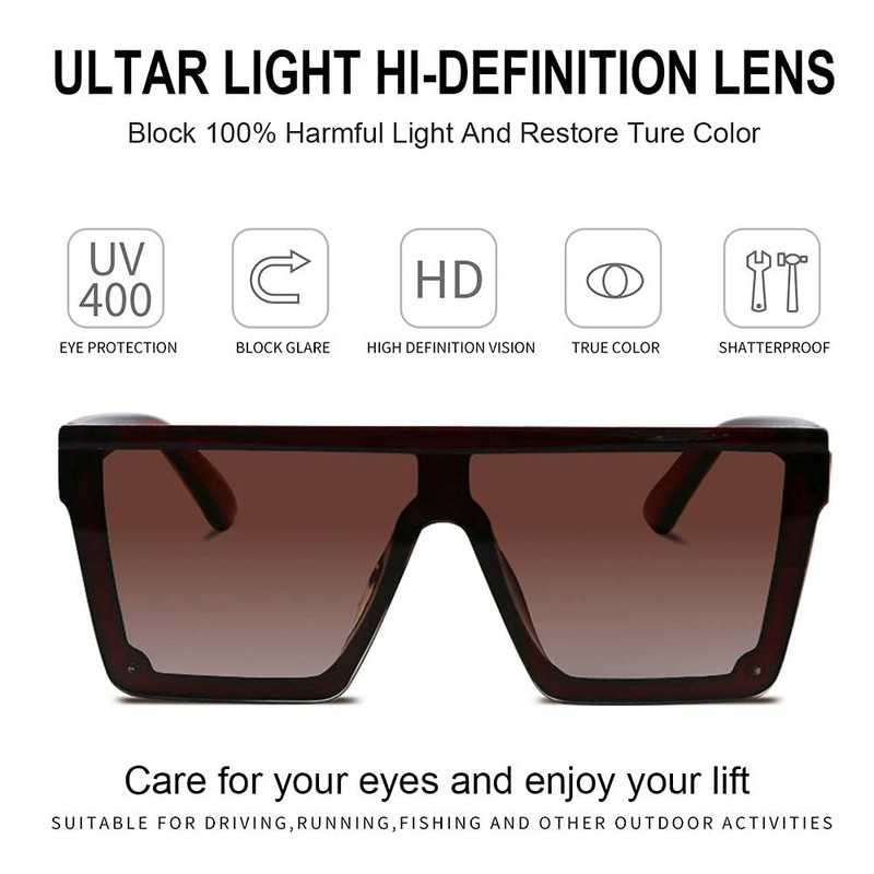 Dollger Retro Square Sunglasses Women Men Large Fashion Flat Top