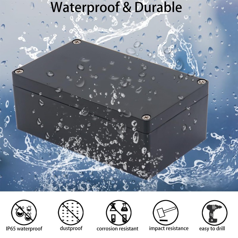Otdorpatio Project Box IP65 Waterproof Junction Box ABS Plastic Black