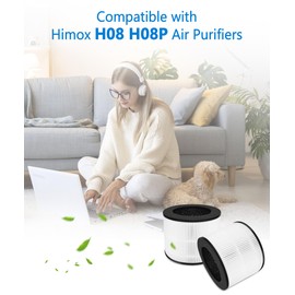 Facecool H08 Replacement Filter Compatible with Himox H08 H08P Air Purifier, 2-in-1 H13 True HEPA 4-Stage Filtration Activated Carbon, 2 Pack