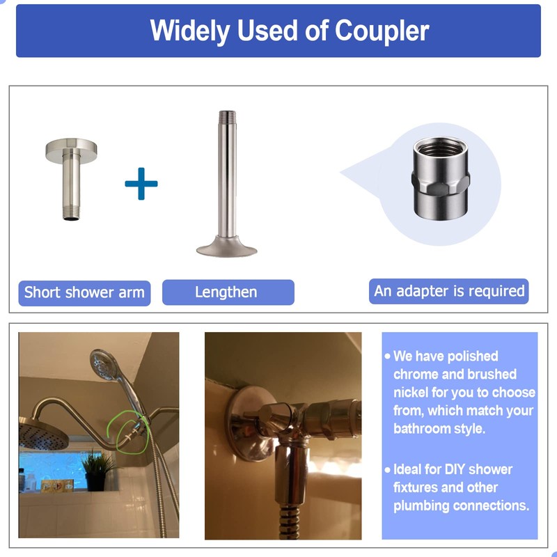 Brass Pipe Fitting Coupling, Shower Coupling, G 1/2" x G