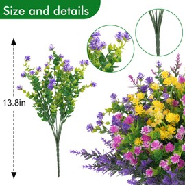 Hananona Hananona 24 Pcs Bundles Artificial Flowers Outdoor, Faux Artificial Plants Shrubs Plastic Flower Bulk for Hanging Planter Porch Window Home Wedding Fall Summer Decor (24, Multiple Color)