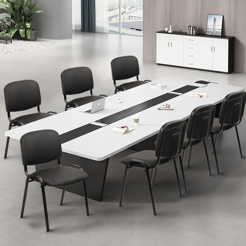 CLATINA Stacking Guest Chairs, Leather Waiting Room Chair no Wheels,