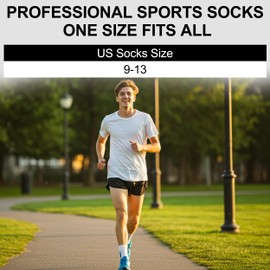HUSO White Running Socks for Wommen Men,Ankle Cushioned Compression Performance Anti-blister Tab with 3 Pairs Cycling Tennis Hiking Socks