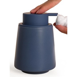 INGOFIN Ceramic Foaming Soap Dispenser -14 oz Foam Hand Soap Dispenser Bathroom, Modern Refillable Dish Wash Bottle for Kitchen with Large Pump, Matte Blue