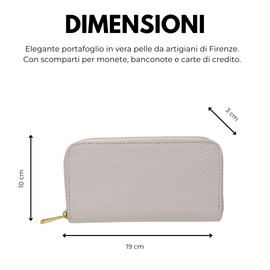 Mauro Pelletteria : Ladies Genuine Leather Purse Made in Italy Large Ladies Purse with Zip Closure Model Lucy, White, Contemporary