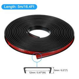 uxcell U-Shape Edge Banding, 16.4ft Self-Adhesive U Channel Edge Protector TPE Flexible Furniture Edge Protector Veneer Edging Trim for Cabinet Table Shelves (12mm, Black)