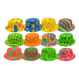 12pz Sombreros Bombin Neon Evento Batucada Fiesta Boda Ab
