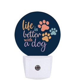 Cosharkly Dog Paw Night Light,Plug-in Night Lights with Dusk-to-Dawn Sensor for Bedroom Bathroom and Living Room Sleep Friendly lamp Life is Better with A Dog