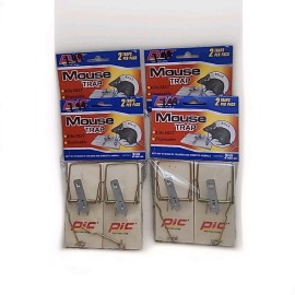 PiC New Wooden Mouse Traps 4 Pack PiC Disposable & Reusable Total 8