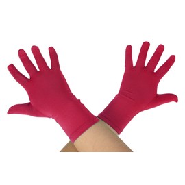 Gaoin Unisex Short Spandex Wrist Length Stretchy Costume Gloves 9.5“ (Red)