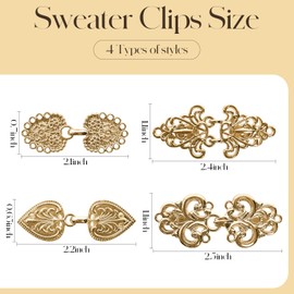 LEMIBK Vintage Sweater Swirl Clip Cape Cloak Clips for Dress Clothing, Retro Cardigan Clip Shawl Collar Clasp for Girl Women, Golden