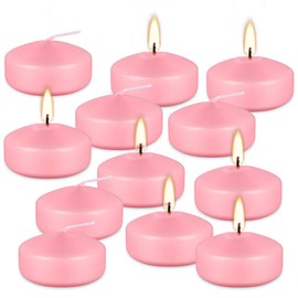 12 pcs 2-inch Floating Candles, Pink, smokeless and unscented, Burns continuously for 5-6 Hours, be Good for Holidays, Weddings, Vacations, and Home décor