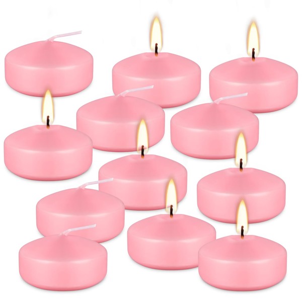 12 pcs 2-inch Floating Candles, Pink, smokeless and unscented, Burns