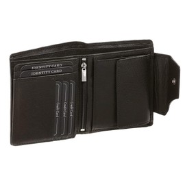 LEAS Men's Extra Compact Wallet with RFID Protection, Men's Wallet for 11 Credit Cards Against Data Theft in Real Leather, Wallet in Portrait Format with Gift Box, black