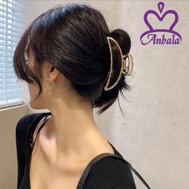 ANBALA - Pinzas para el pelo, 5 pinzas de metal para cabello grueso, pinzas de pelo grandes, pinzas de mariposa para el cabello, accesorios para el cabello para mujer, color dorado