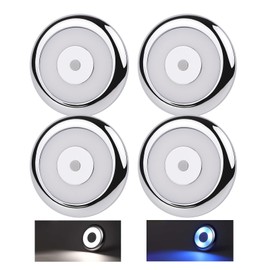 acegoo RV LED Puck Light Camper Van 3” Overhead Ceiling Light, 12V Down Light for Motorhome Boat Truck Trailer Cars, Inbuilt Dimmer Switch & Blue Nightlight, CRI90+ (Chrome 5000K)