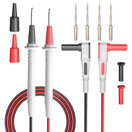 Goupchn Kit de cables de prueba de multímetro, doble cable de silicona suave, sondas de multímetro, sondas de prueba eléctricas de cobre, longitud de 1,5 m con sondas afiladas de precisión chapadas en oro
