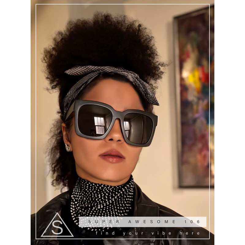 Womens Boyfriend Style Oversize Horned Rim Thick Plastic Sunglasses (beige