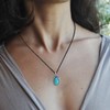 DOLIOX Turquoise Pendant Necklace,3mm Braided Leather Chain Boho Genuine Gemstones