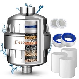Filtro de Ducha Agua Universal de 25 Etapas - Incluye 3 Cartuchos de Filtro Reemplazable- Purificador de Agua para Elimina Cloro/Impurezas Olores Para Todo Tipo de Cabezas de Duchas y Regaderas Marca
