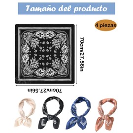 4 Piezas Mascadas Mujer Seda, Pañuelos Para Mujer, Paliacates Para Elegantes, Ideal Para Combinar Con Diferentes Prendas En Eventos Sociales, Viajes O Uso Diario(70x70 Cm)