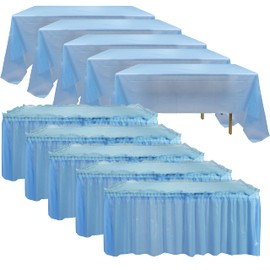 10-Parks Tulle Table Skirt-5 Pack Pink Table Cloths for Parties Table Skirts for Rectangle Tables 54" x 108" Pink Tablecloths for Party Birthday Baby Shower