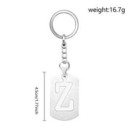 Silver Dog Tag 26 Letter initial A-Z Keychain Keyring Key Chain Ring for Women Men Daughter Son Sisters Friends Birthday Christmas (Z)