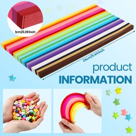 Colarr 8100 Hojas de Tiras de Papel de Origami de Estrellas Tiras de Papel de Origami de 27 Colores Papel de Estrellas de Doble Cara de Origami Tiras de Papel Plegables para Niños Manualidades