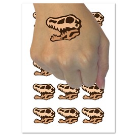 Velociraptor Skull Dinosaur Fossil Bone Temporary Tattoo Water Resistant Fake Body Art Set Collection - 15 2" Tattoos (1 Sheet)