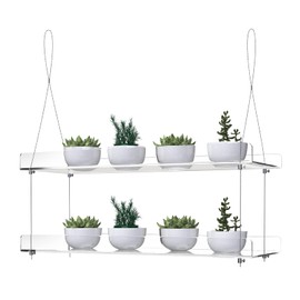 ZerzSemp 2-Tier Acrylic Window Display Shelves – 16" Adjustable Clear Racks for Herbs, flowers and Indoor Greenery in Kitchen & Bedroom