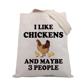 PLITI Chicken Tote Bag Chicken Lover Gift Chicken Mom Gift I Like Chickens And Maybe 3 People Gift Crazy Chicken Lady Gift (I Like Chickens TGU)